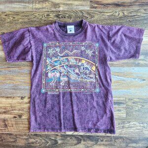 Vintage Gooses Aboriginal Art Animal Australia T-Shirt Cotton Acid-Purple